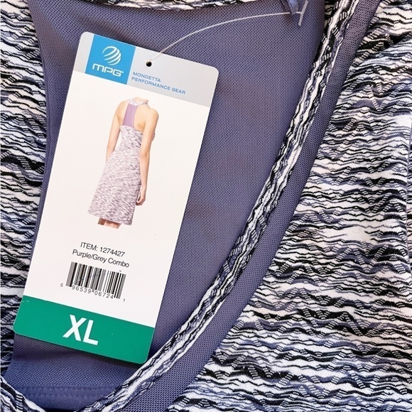 MPG MONDETTO Performance Gear Racer Back Travel Dress Size XL Purple Grey Combo - Picture 15 of 16